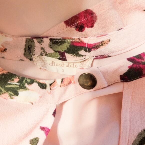 Altar'd State Boho Floral Bell Sleeve Tunic Mini Dress Pink S - Picture 8 of 8